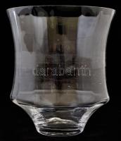 Dekoratív fújt üveg kaspó, jelzés nélkül, hibátlan, m:25 cm, d:22,5 cm