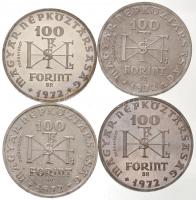 1972. 100Ft Ag "Szent István" jelzett próbaveret tervezet, eltérő betűtípussal (2xklf) + 1...