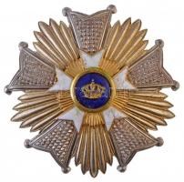 Belgium ~1900. Korona Rend Nagykeresztjének csillaga zománcozott, aranyozott, jelzetlen Ag csillag, függőleges tűvel (85mm) T:2,2- több zománchiba, ragasztásnyom a medalionon /  Belgium ~1900. Order of the Crown, Star of the Grand Cross enamelled, gold plated, unmarked Ag star with vertical pin (85mm) C:XF,VF several enamel errors, glue mark on the medalion