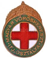 ~1910-1920. Magyar Vöröskereszt Ifjúsági Osztálya zománcozott Br jelvény, hátoldalon BERÁN N. BPEST gyártói jelzéssel (25x19mm) T:1- / Hungary ~1910-1920. Hungarian Red Cross Youth Section enamelled Br badge, on backside BERÁN N. BPEST makers mark (25x19mm) C:AU