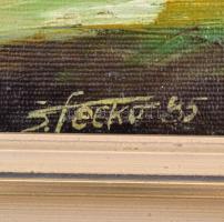 Fecko jelzéssel: Boltíves épület. Olaj, farost, keretben, 32×30 cm