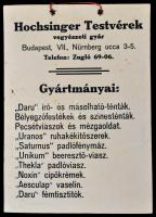 cca 1920 Daru Ténták, Hochsinger Testvérek vegyészeti gyár, kétoldalas reklám kisplakát, litográfia,...