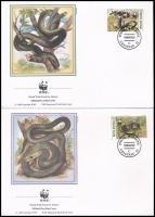 WWF Snake set 4 FDC + block of 4 WWF: Kígyó sor 4 FDC-n + négyestömb