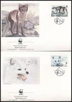 WWF: Sarki róka sor négyestömbben + 4 db FDC- n WWF: Arctic fox set in blocks of four + on 4 FDCs