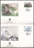WWF: Sarki róka sor négyestömbben + 4 db FDC- n WWF: Arctic fox set in blocks of four + on 4 FDCs