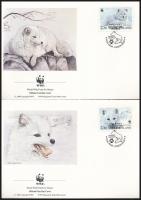 WWF: Sarki róka sor négyestömbben + 4 db FDC- n WWF Arctic fox set block of 4 + 4 FDC