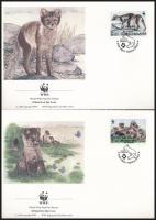 WWF: Sarki róka sor négyestömbben + 4 db FDC- n WWF Arctic fox set block of 4 + 4 FDC