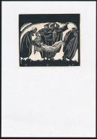 Jaschik Álmos (1885-1950): Levétel a keresztről, fametszet, papír, jelzés nélkül, 10×12 cm