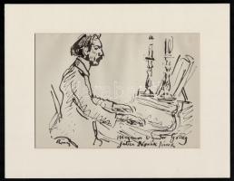 Rippl-Rónai József (1861-1927): Edvard Grieg, cinkográfia, papír, jelzett a cinkográfián, paszpartuban, 16×22,5 cm