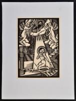 Fáy Dezső (1888-1954): Szent Imre herceg, fametszet, papír, jelzés nélkül, 20,5×15 cm