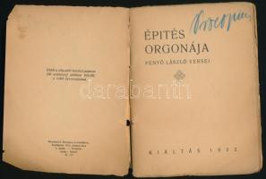 Fenyő László: Építés orgonája. Bp., 1922. Kiáltás. Fűzve, papírborítóval 62p