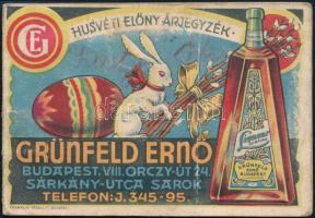 cca 1930 Grűnfeld Ernő húsvéti előny árjegyzék színes reklám füzet. Lithográf képekkel. 10p. 12x8 cm