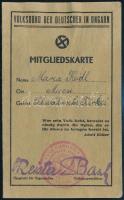 1942 Magyar Volksbund Tag igazolványa / Hungarian Volksbund ID