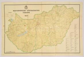 1937 Magyarország közigazgatási térképe. Szakadással 100x65 cm