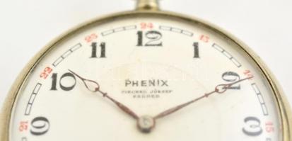 Phenix Fischer József Szeged feliratos zsebóra, szép, működő állapotban, kissé sérült számlappal d:5...