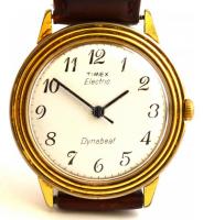 cca 1960 Timex electric Dynabeat billegőhidas szerkezetű karóra, zománc számlappal, működő szép álla...
