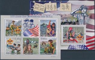 100 éves a cserkészet az USA-ban kisív + blokk, Centenary of Scouting in USA mini sheet + block