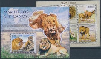Mammals: Lion mini sheet + block, Emlős állatok: Oroszlán kisív + blokk