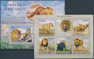 Emlős állatok: Oroszlán kisív + blokk, Mammals: Lion minisheet + block