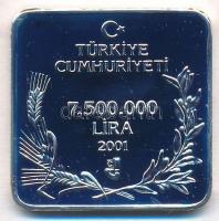 Törökország 2001. 7.500.000L Ag "Kék fú" T:PP / Turkey 2001. 7.500.000 Lira Ag "Weste...