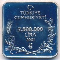 Törökország 2001. 7.500.000L Ag "Túzok" T:1(PP) / Turkey 2001. 7.500.000 Lira Ag "Gre...