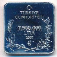 Törökország 2001. 7.500.000L Ag "Örvös frankolin" T:PP fo. / Turkey 2001. 7.500.000 Lira A...