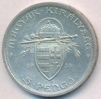 1938. 5P Ag "Szent István" T:2 patina
Adamo P8.1