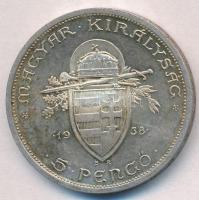 1938. 5P Ag "Szent István" T:2 patina
Adamo P8.1