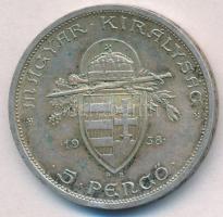 1938. 5P Ag "Szent István" T:2 patina
Adamo P8.1