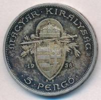 1938. 5P Ag "Szent István" T:2 patina
Adamo P8.1