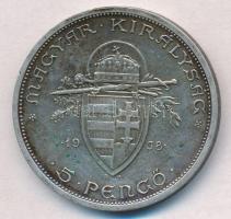 1938. 5P Ag "Szent István" T:2 patina
Adamo P8.1