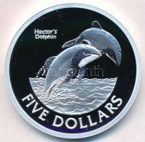 Új-Zéland 2002. 5D Ag Hector Delfin T:PP New Zealand 2002. 5 Dollars Ag Hector Dolphins C:PP Krause KM#145a
