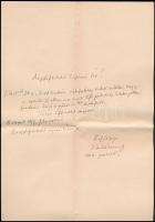 1897 gróf Tisza Kálmán (1830-1902) saját kézzel írt levele Szél Kálmán református esperesnek (1838-1928) református egyház ügyeiben. Egy beírt oldal. Borítékkal.