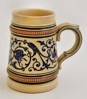 Jelzett mázas söröskorsó, hibátlan, m:11 cm