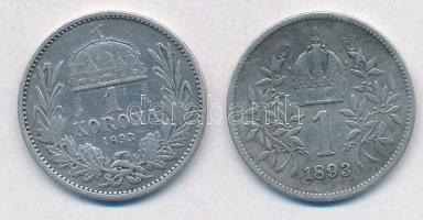 1893KB 1K Ag + Ausztria 1893. 1K Ag "Ferenc József" T:2-,3