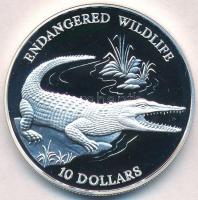 Salamon-szigetek 1992. 10D Ag Sósvizi krokodil T:PP Solomon Islands 1992. 10 Dollars Ag Saltwater crocodile C:PP Krause KM#51
