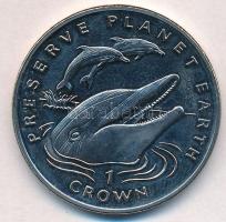 Gibraltár 1994. 1C Cu-Ni Csíkos delfinek T:1 Gibraltar 1994. 1 Crown Cu-Ni Striped Dolphins C:UNC Krause KM#243