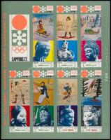 Téli olimpiai játékok, Sapporo vágott kisív, Winter Olympics, Sapporo imperforated mini sheet