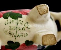 Városlődi majolika kerámia emlék áttört kulacs (Balatonlelle), apró máz hibával, jelzett, m:13 cm