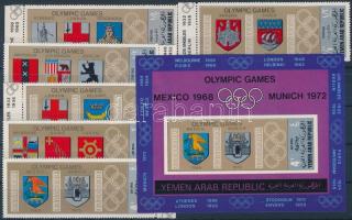 Nyári olimpiai helyszínek címerei ívszéli sor + blokk, Coats of arms of summer Olympic venues set + block