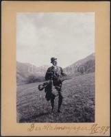 1897 Xivkovich Emil (1840-1921) huszár őrnagy és földbirtokos fajdkakas vadászaton. Feliratozott fotó / Hunting scene 10x13 cm