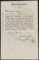 1825 Báró Podmaniczky Sándor (1758-1830) földbirtokos által aláírt nyugta gróf Wartensleben Károlynak az általa rendelkezésre bocsájtott összegről