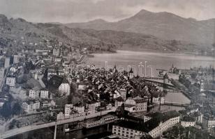 cca 1900 Luzern panoráma fotó két részből, 25x54 cm / Luzern, Panorama vom Gütsch, Edition Photoglob