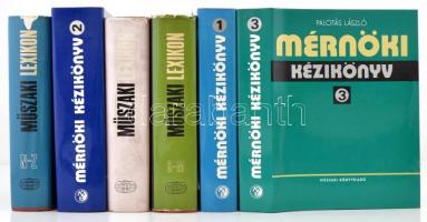 Mérnöki kézikönyv 1-3. kötet. Szerk.: Palotás László. Bp.,1981-1985, Műszaki. Kiadói egészvászon-kötés, kiadói papírkötés. Jó állapotban. Műszaki Lexikon 1-3. kötet. Szerk.: Polinszky Károly. Bp.,1978, Akadémiai Kiadó. Kiadói egészvászon-kötés, kiadói papírkötés. Jó állapotban.