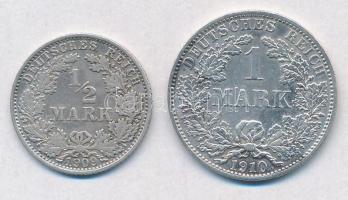 Német Birodalom 1909A 1/2M Ag + 1910A 1M Ag T:2,2-
German Empire 1909A 1/2 Mark Ag + 1910A 1 Mark A...