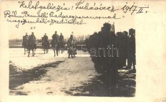 1917 Kelet-Galícia. Bőhm Ermalli hadseregparancsnok megszemléli az ezredet / WWI K.u.K. Colonel General visiting the military regiment. photo (EK)