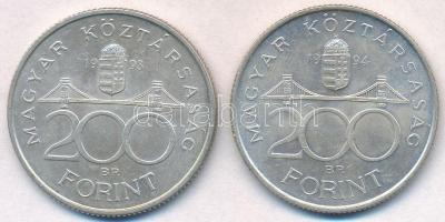 1993-1994. 200Ft Ag "MNB/Deák" (2x) T:2