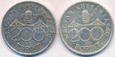 1993. 200Ft Ag "MNB" (2x) T:2 kis patina