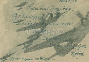 1943 Repülőgépek. Tábori Postai Levelezőlap / WWII Hungarian military field post (EK)