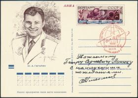 Adrijan Nyikolajev (1929-2004) szovjet űrhajós aláírása emlékborítékon /  Signature of Adriyan Nikolayev (1929-2004) Soviet astronaut on envelope